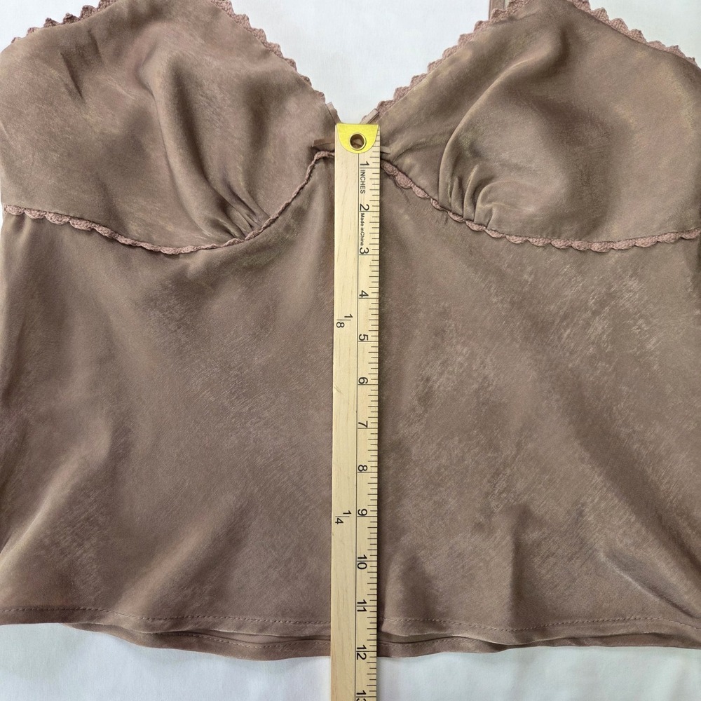 No Boundaries Women Large Babydoll Cami Mocha Satin Forest Fairy Grunge Coquette - Picture 3 of 8